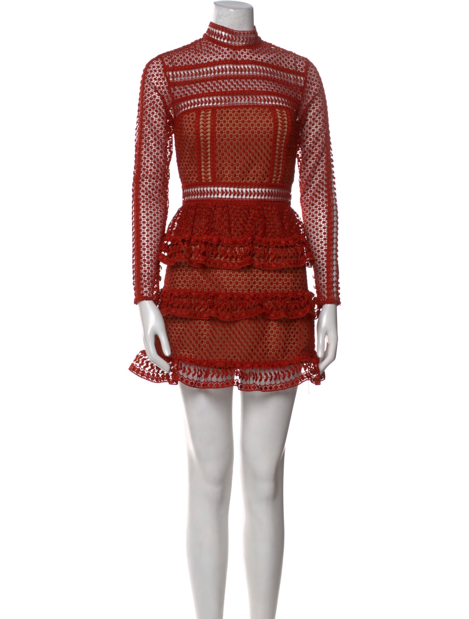 Self-Portrait Mock Neck Mini Dress