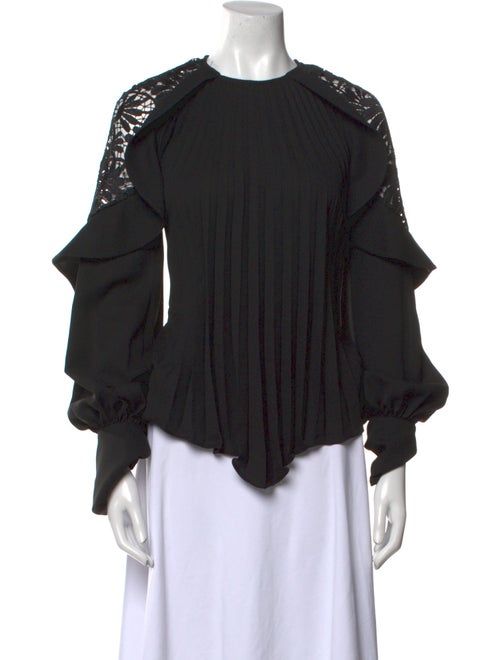 Self-Portrait Crew Neck Three-Quarter Sleeve Blouse