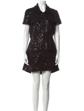 Self-Portrait Mock Neck Mini Dress