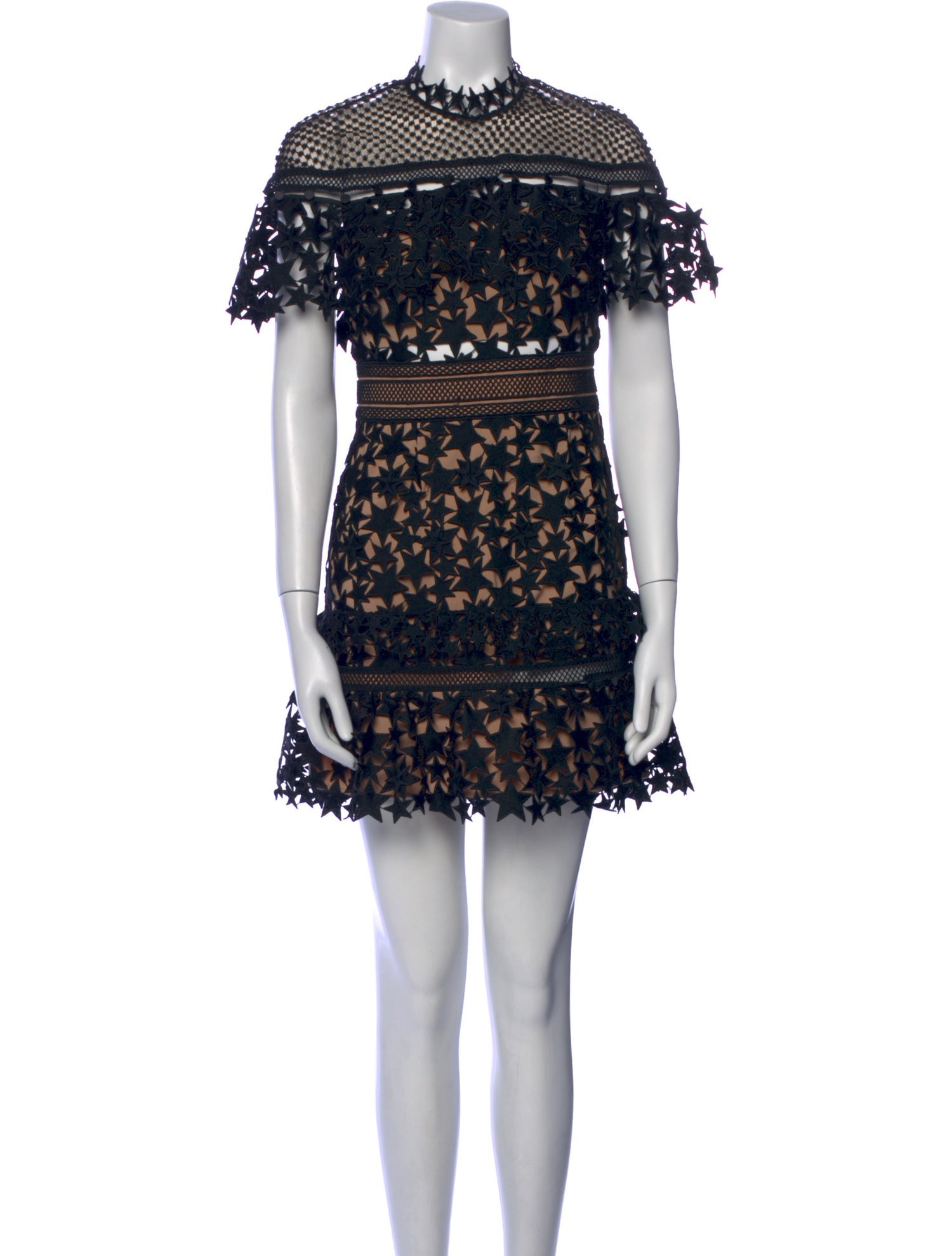 Self-Portrait Lace Pattern Mini Dress