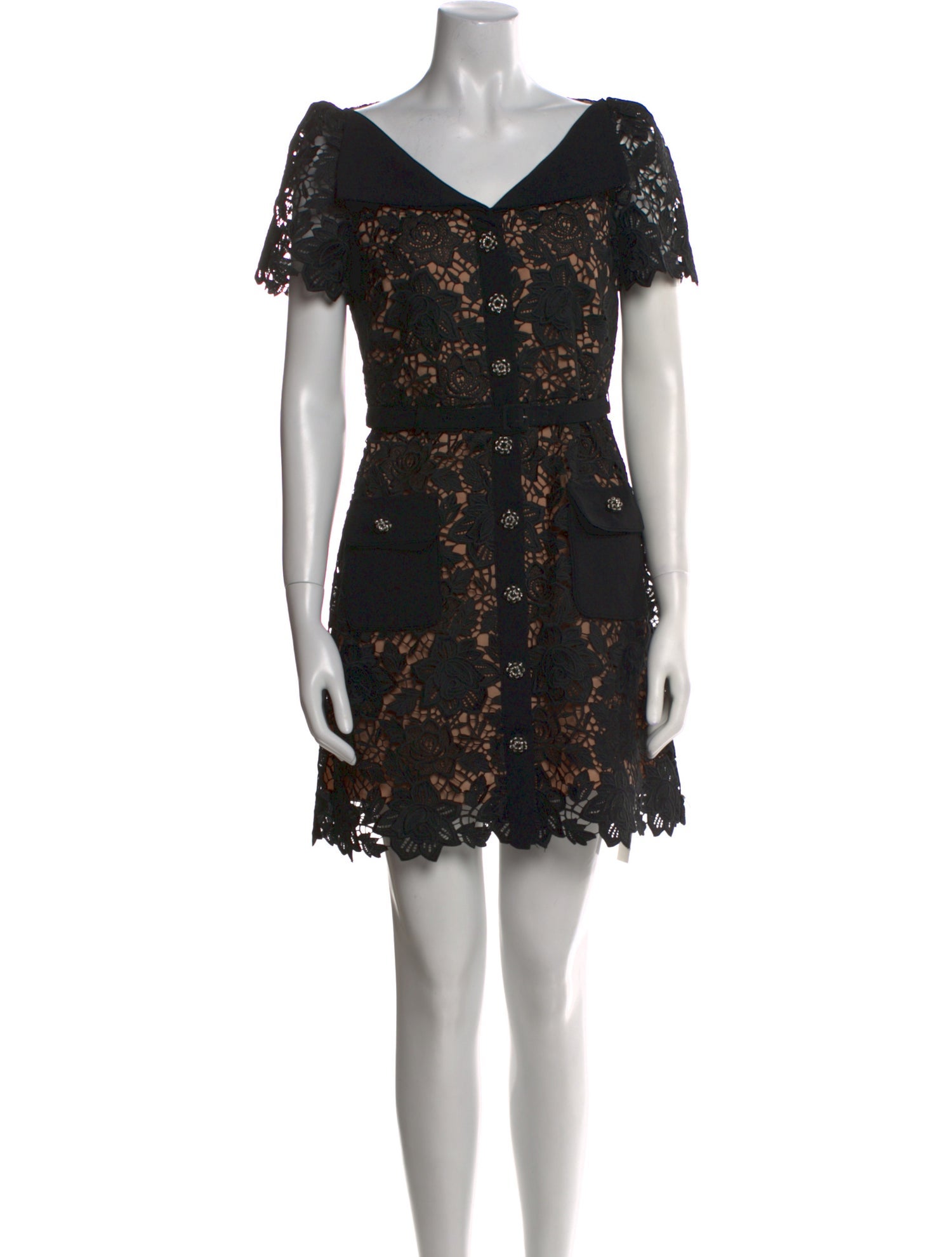 Self-Portrait Lace Pattern Mini Dress