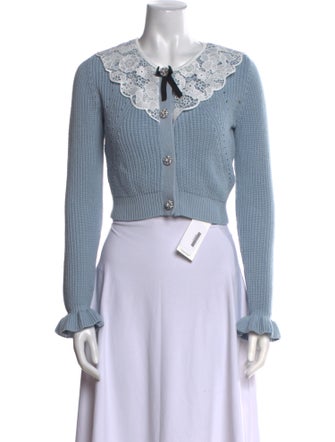 Self-Portrait Scoop Neck Long Sleeve Crop Top