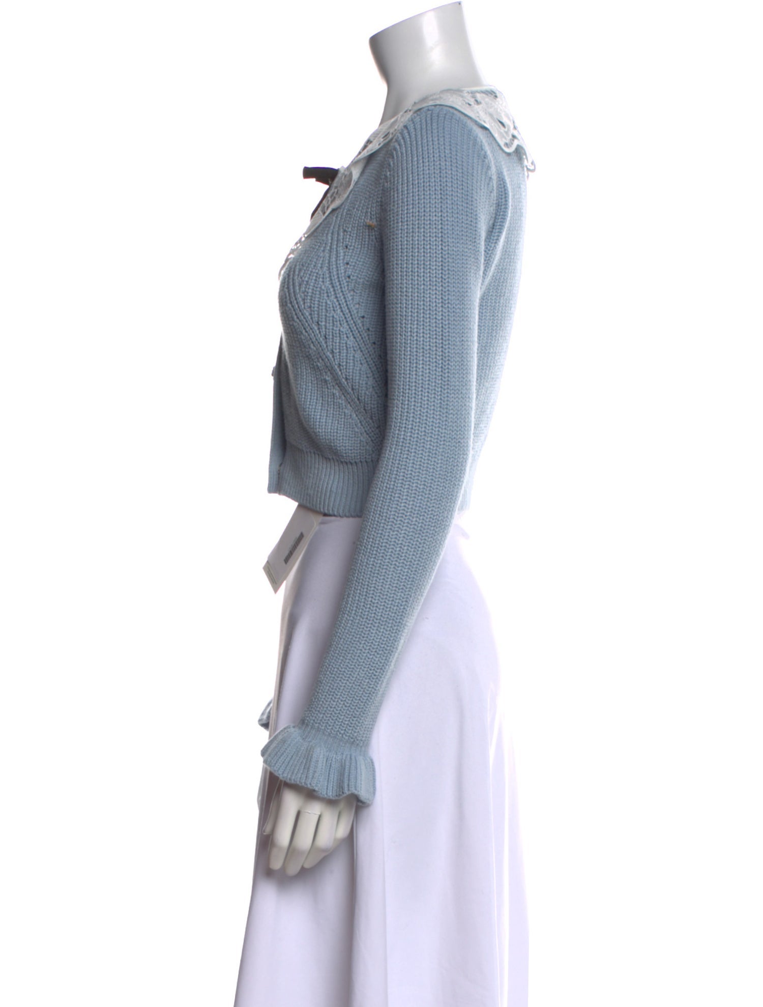 Self-Portrait Scoop Neck Long Sleeve Crop Top