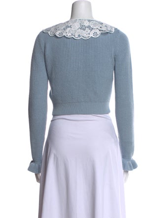 Self-Portrait Scoop Neck Long Sleeve Crop Top