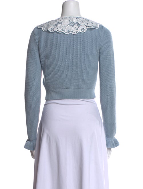 Self-Portrait Scoop Neck Long Sleeve Crop Top