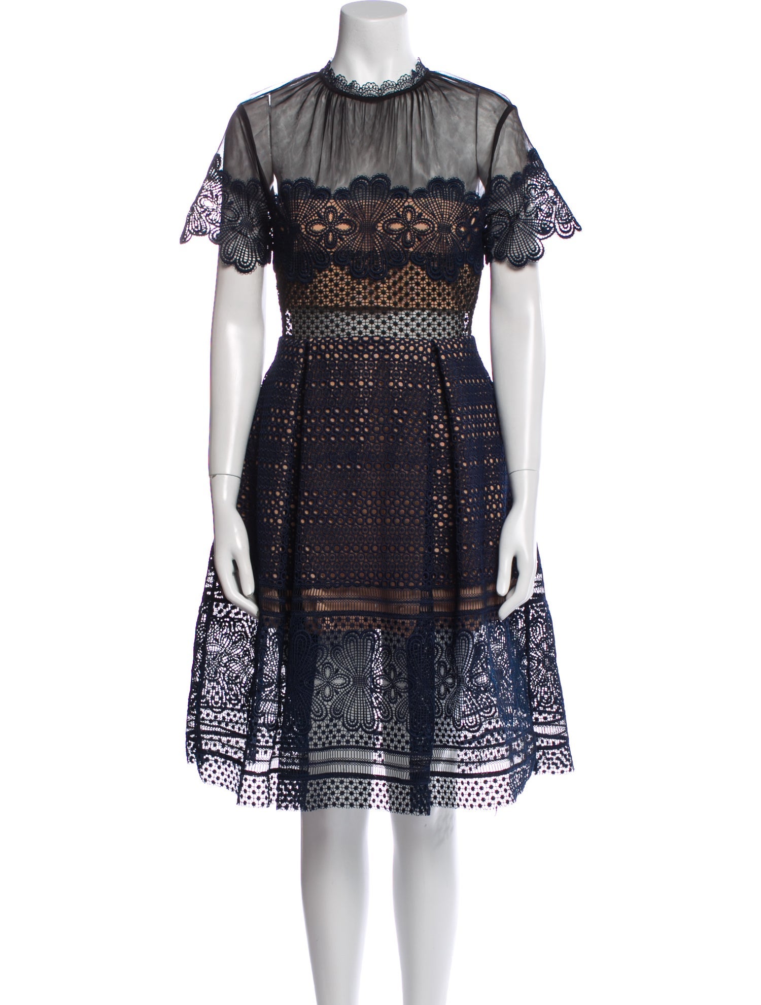 Self-Portrait Lace Pattern Knee-Length Dress
