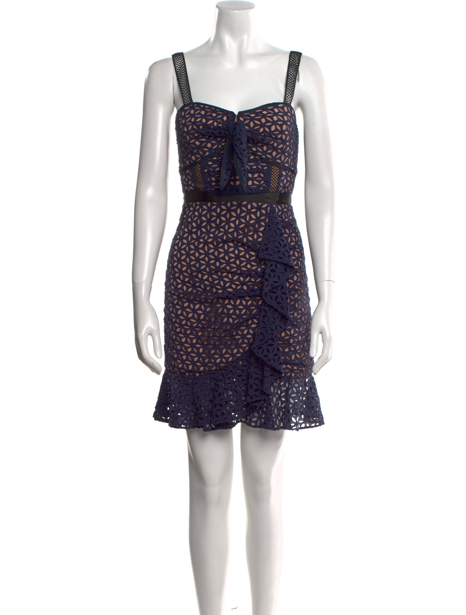 Self-Portrait Lace Pattern Mini Dress