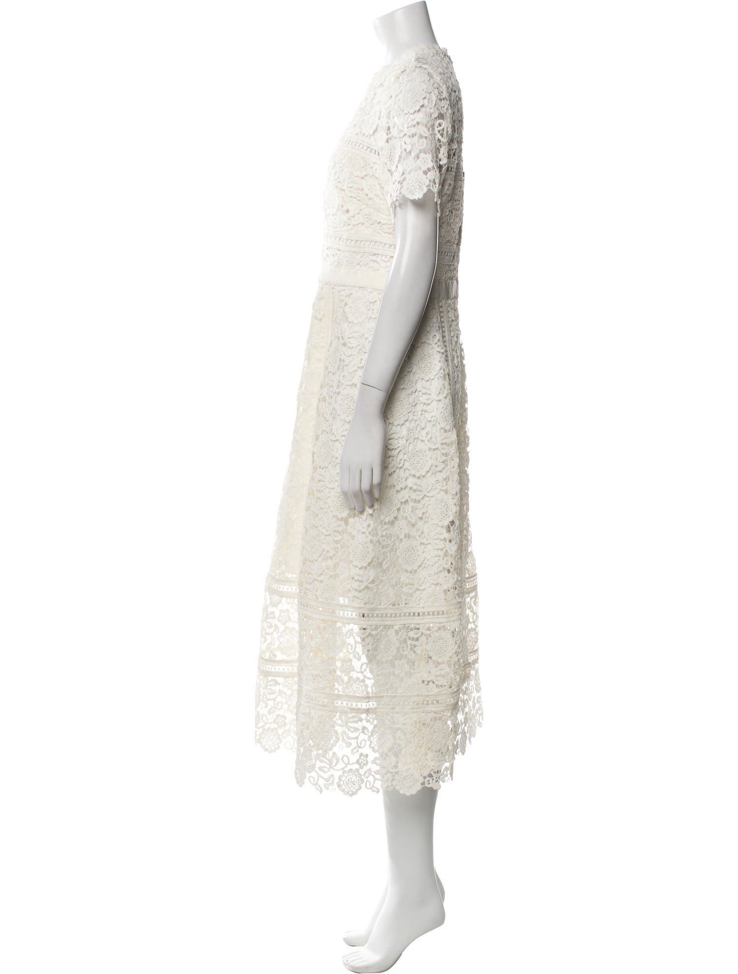 Self-Portrait Ivory Floral Guipure Midi Dress Long Dress w/ Tags