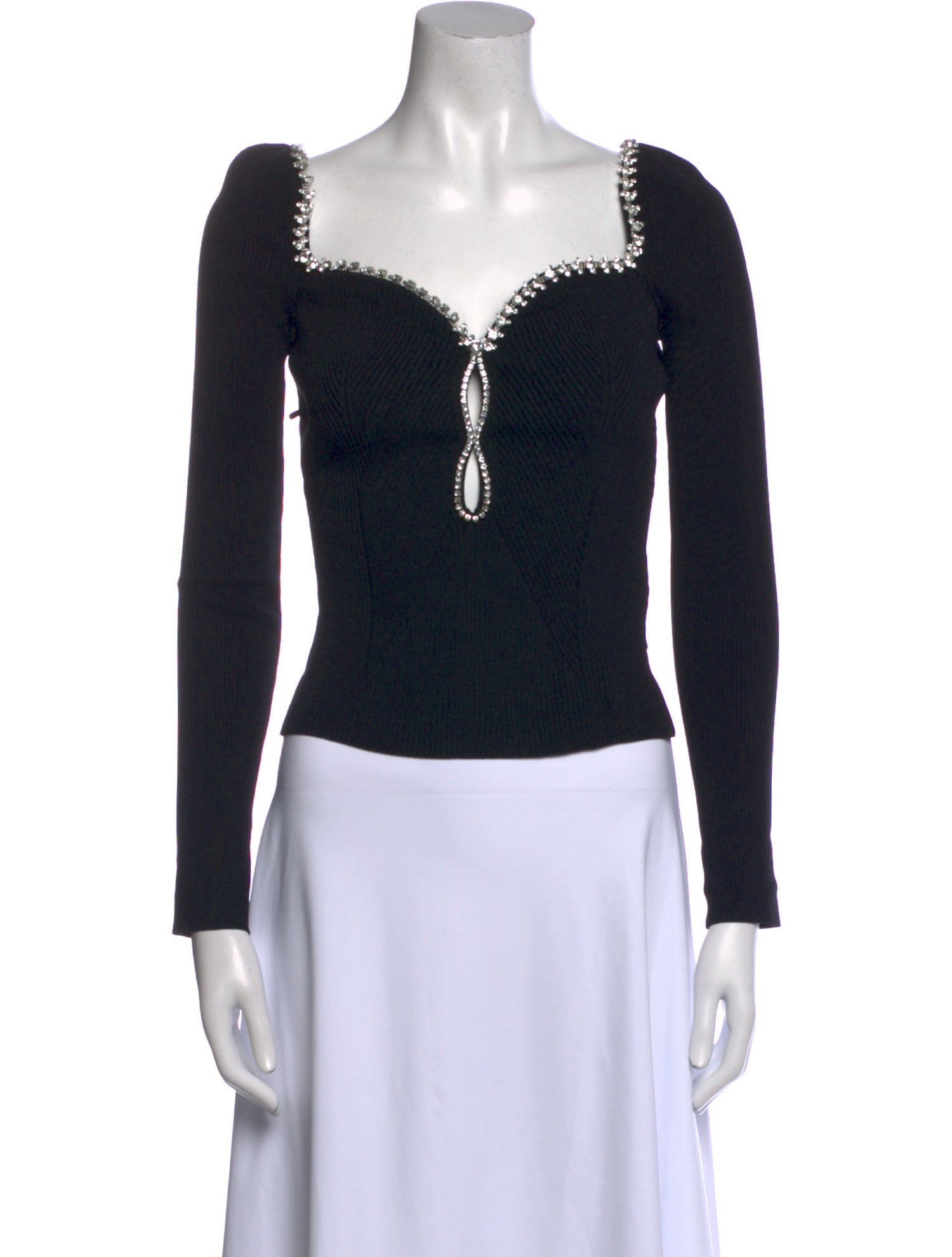 Self-Portrait Square Neckline Long Sleeve Bodysuit