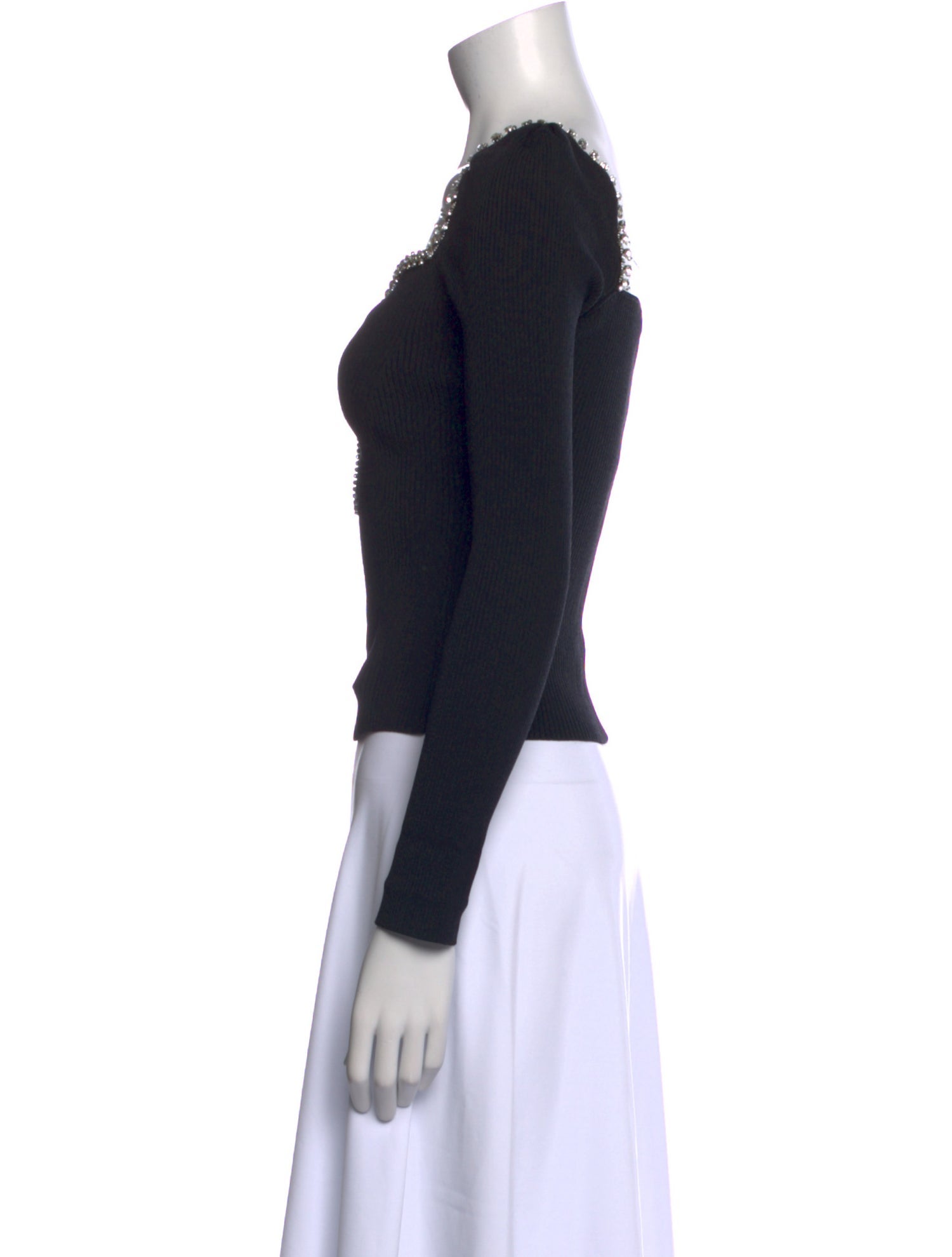 Self-Portrait Square Neckline Long Sleeve Bodysuit