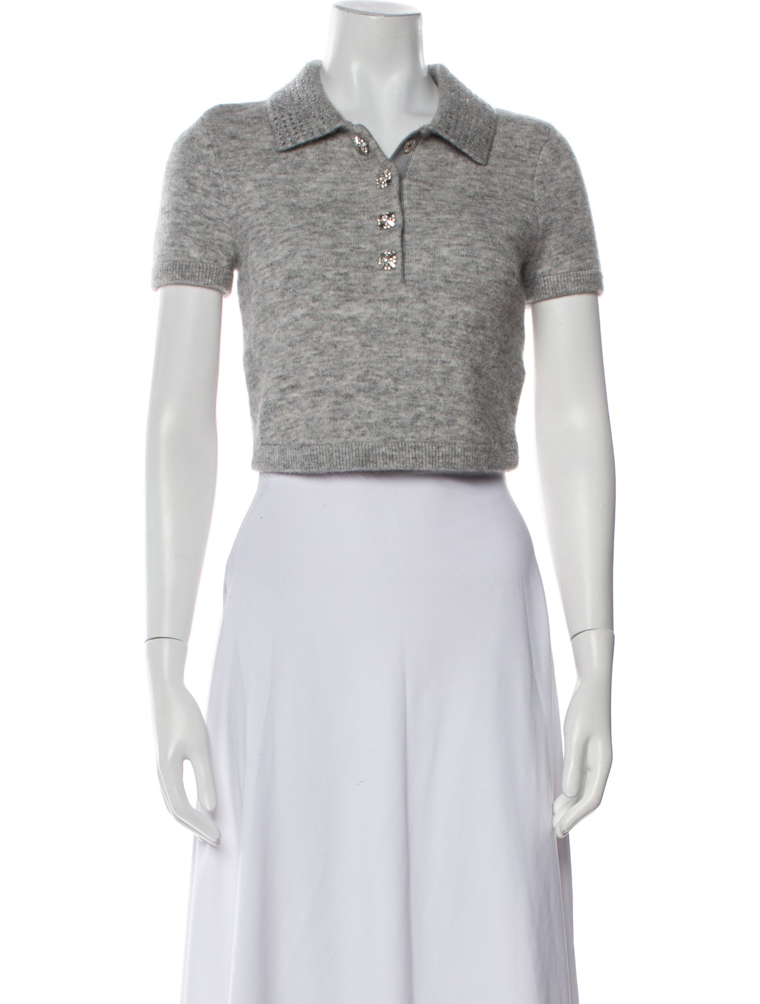 Self-Portrait Short Sleeve Crop Top