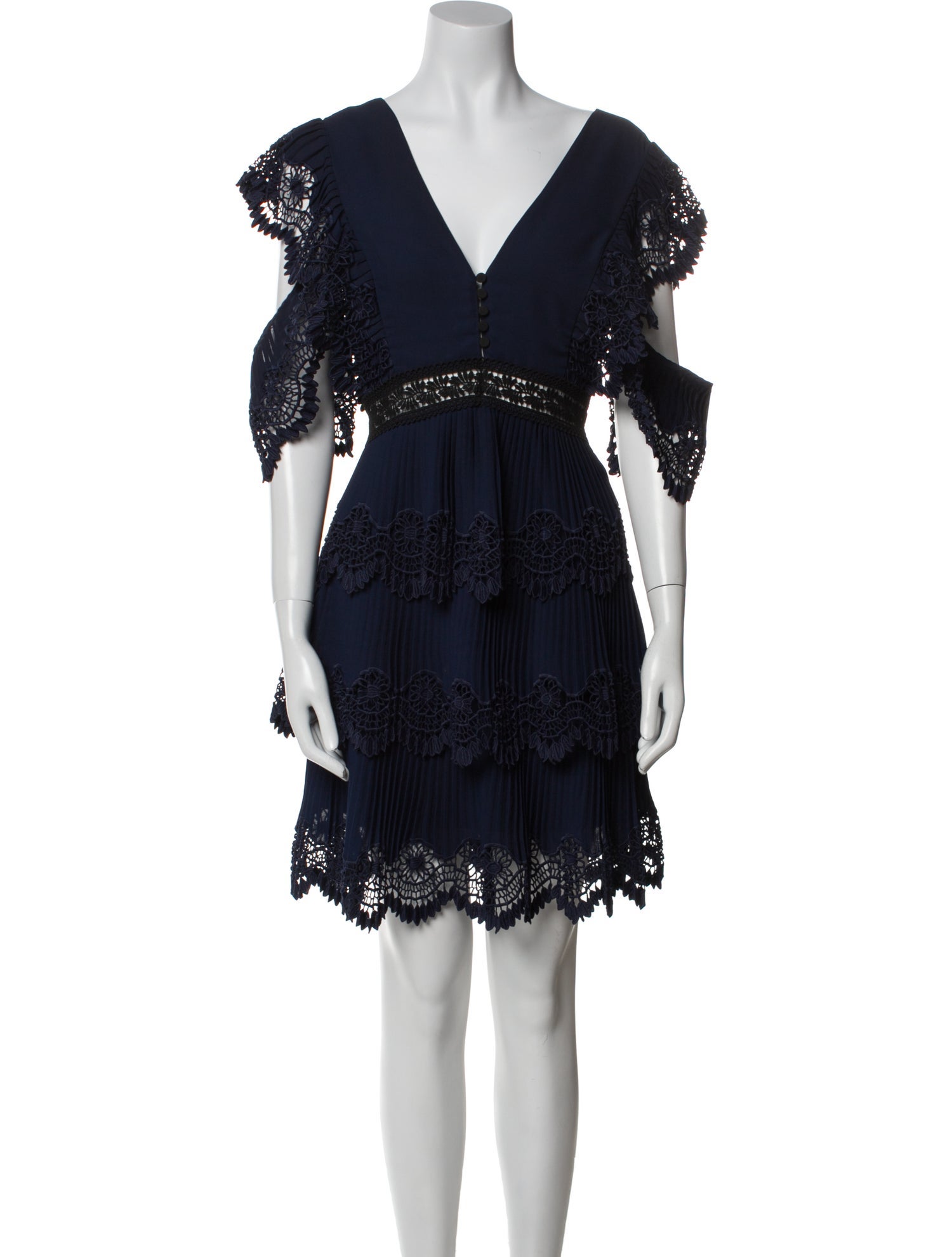 Self-Portrait V-Neck Mini Dress