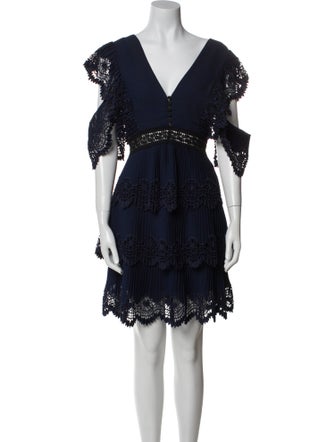 Self-Portrait V-Neck Mini Dress