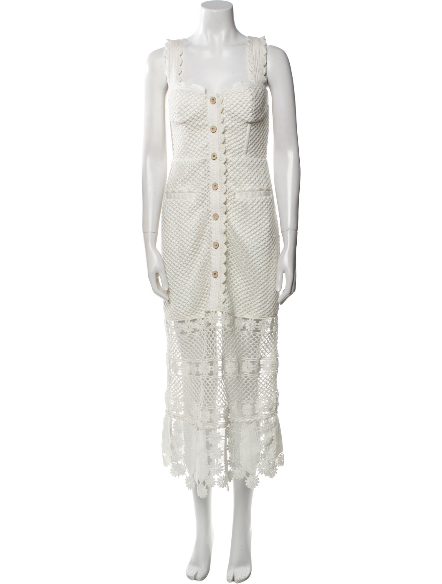 Self-Portrait Square Neckline Long Dress