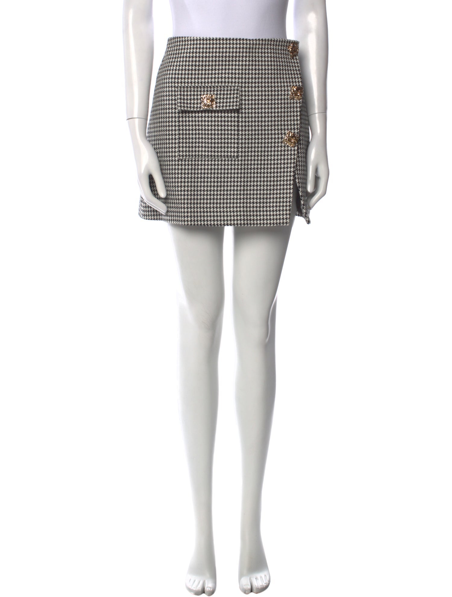 Self-Portrait Houndstooth Print Mini Skirt