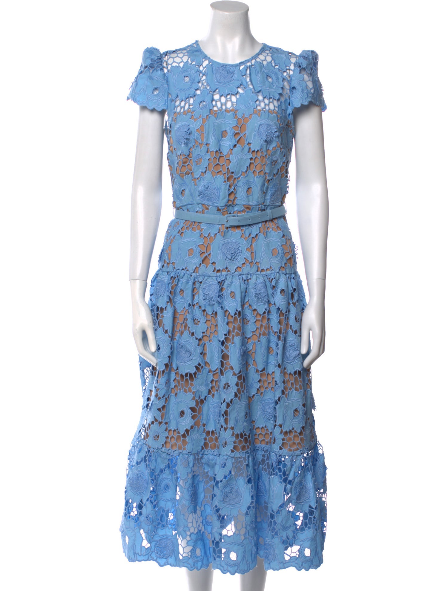 Self-Portrait Lace Pattern Midi Length Dress