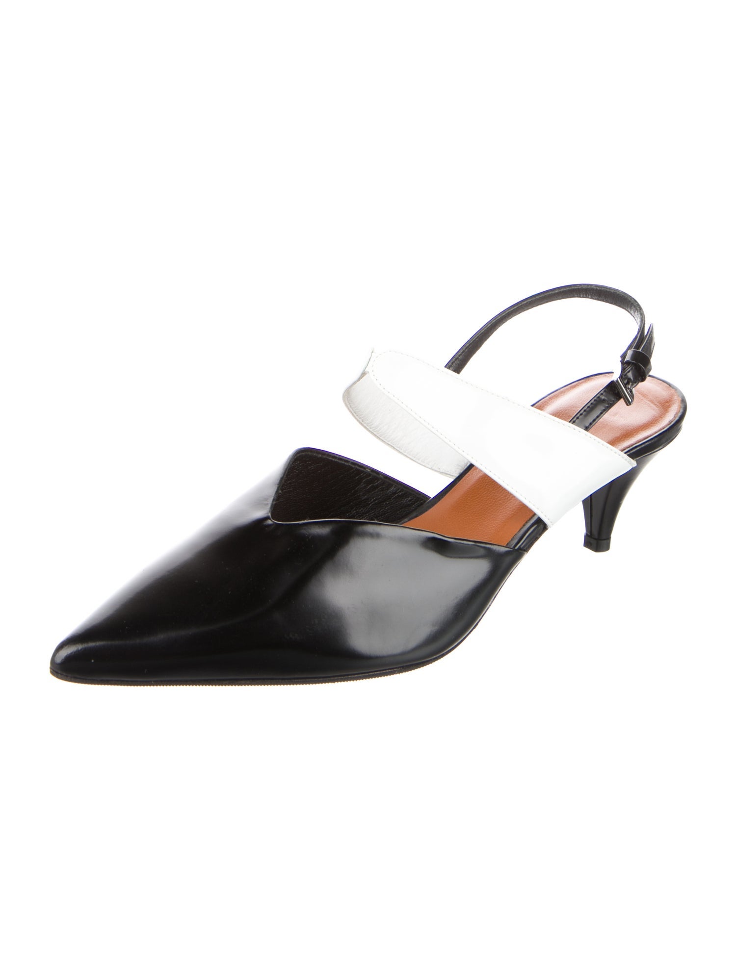 Self-Portrait Leather Colorblock Pattern Slingback Pumps