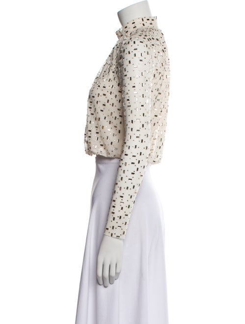 Self-Portrait Mock Neck Long Sleeve Crop Top