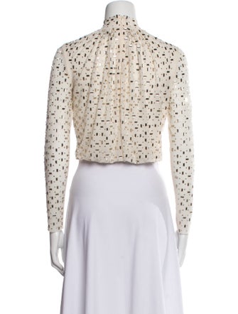 Self-Portrait Mock Neck Long Sleeve Crop Top