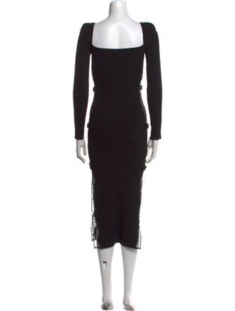 Self-Portrait Square Neckline Midi Length Dress