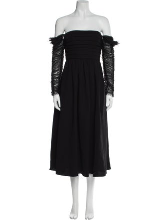 Self-Portrait Off-The-Shoulder Midi Length Dress