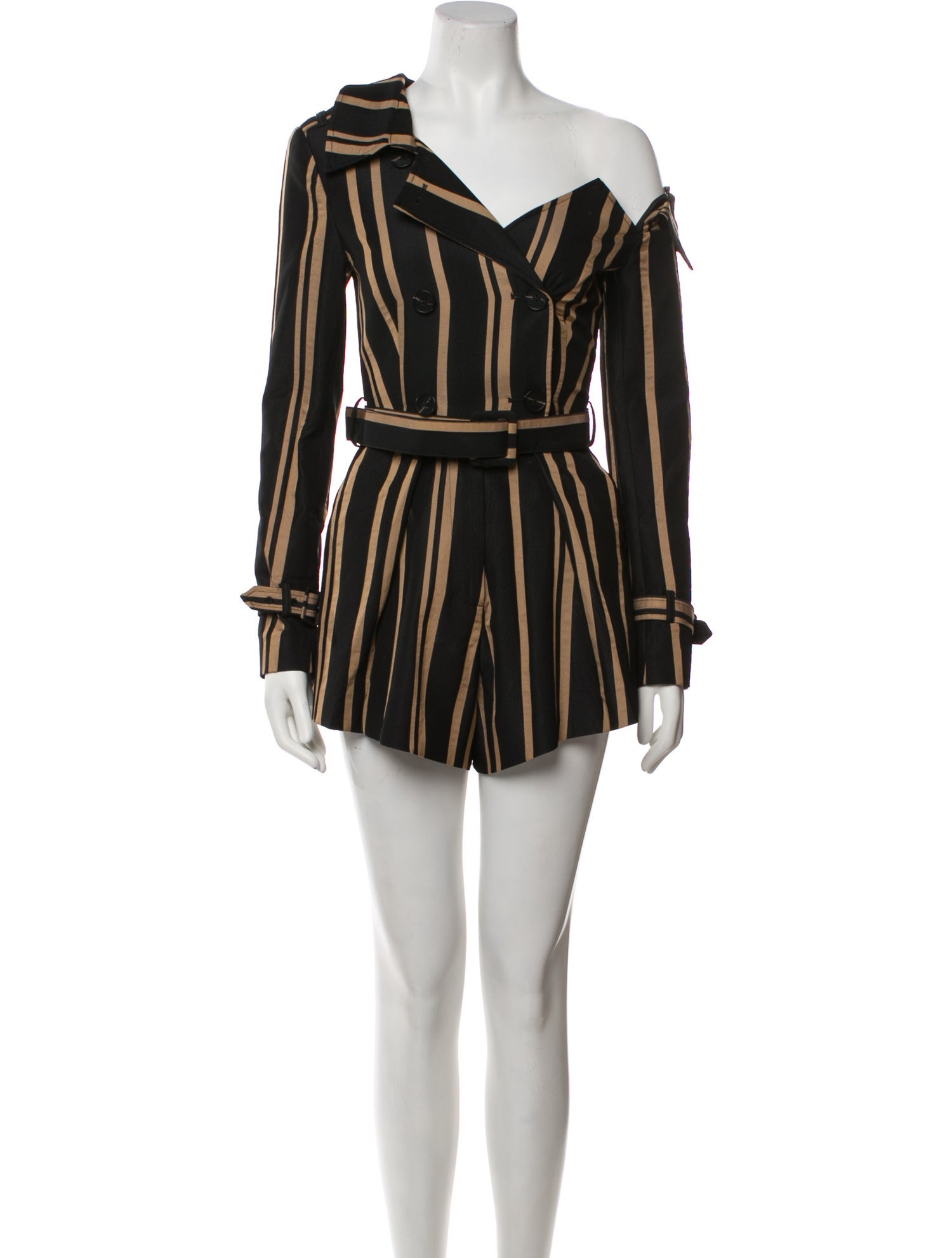 Self-Portrait Striped Asymmetrical Romper