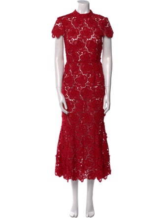 Self-Portrait Lace Pattern Midi Length Dress