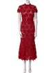 Self-Portrait Lace Pattern Midi Length Dress