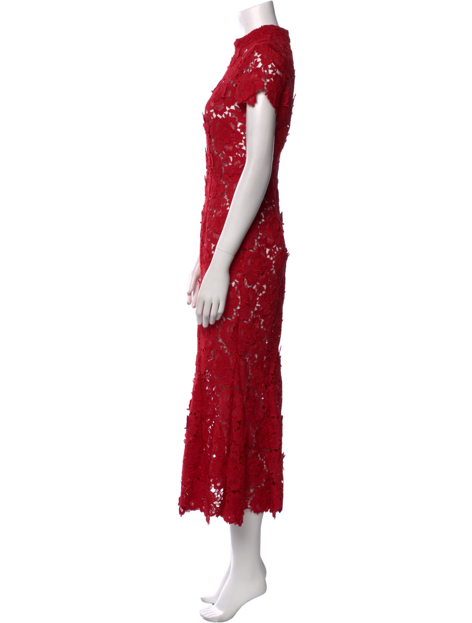 Self-Portrait Lace Pattern Midi Length Dress
