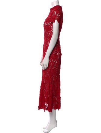 Self-Portrait Lace Pattern Midi Length Dress