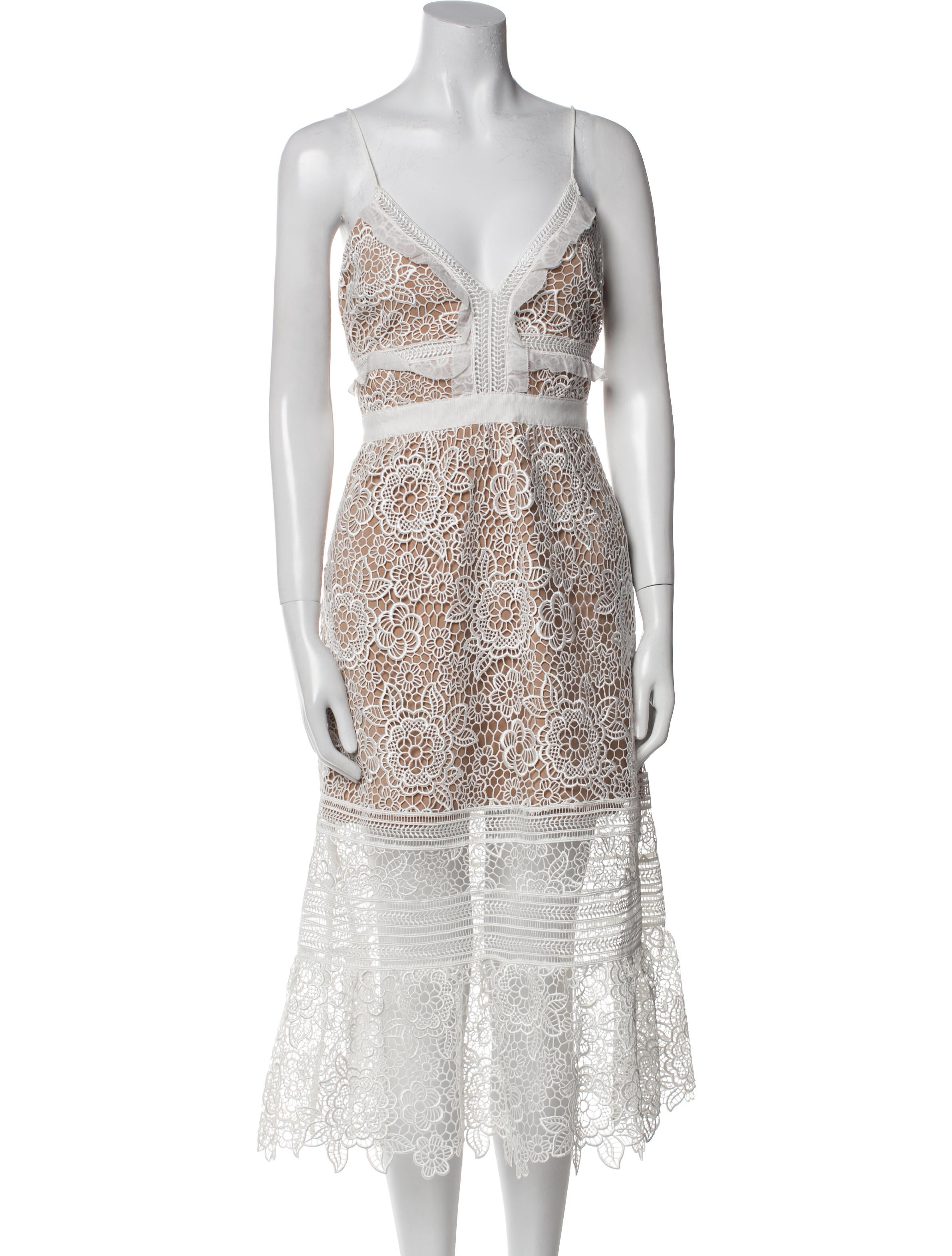 Self-Portrait Lace Pattern Midi Length Dress