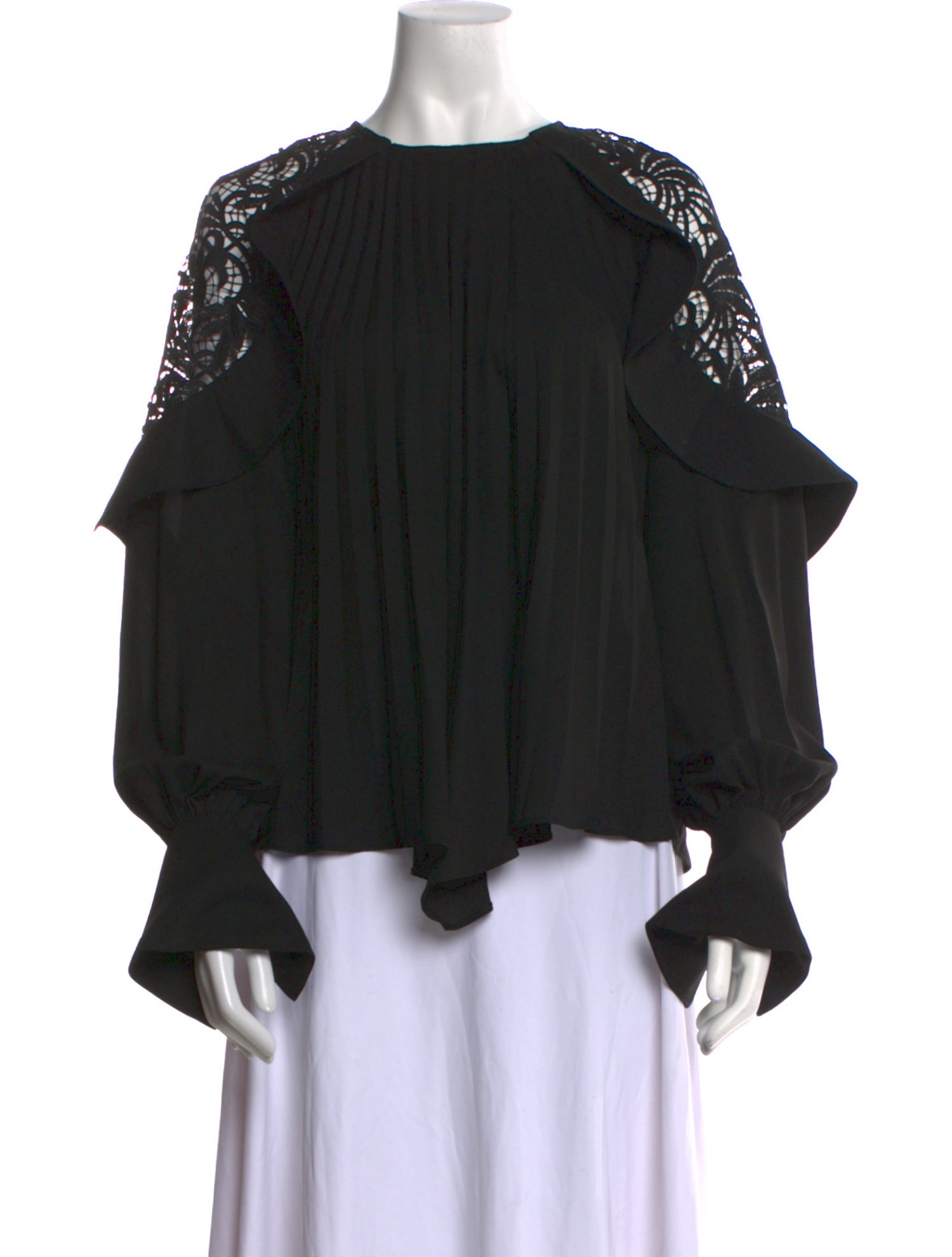 Self-Portrait Bateau Neckline Long Sleeve Blouse