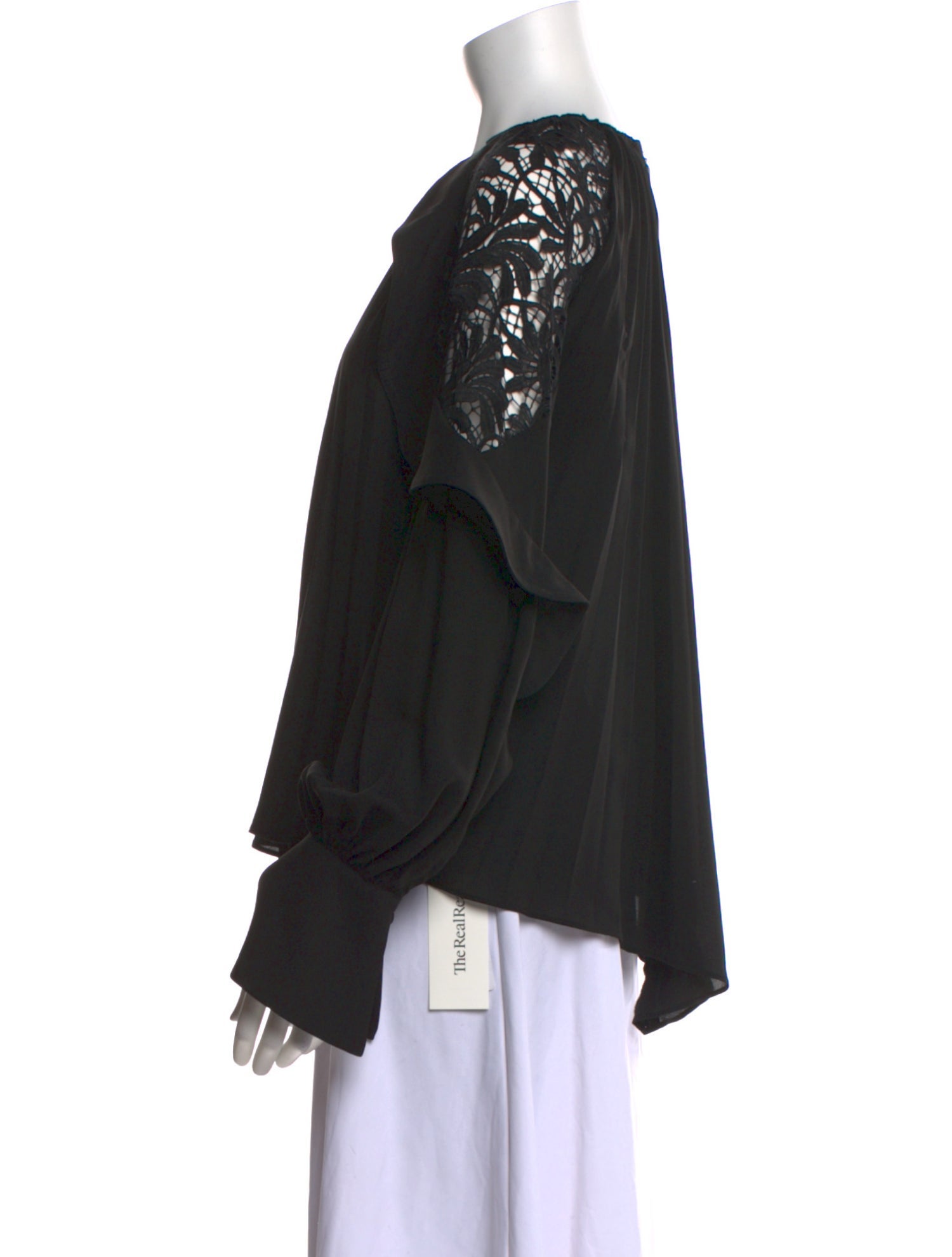 Self-Portrait Bateau Neckline Long Sleeve Blouse