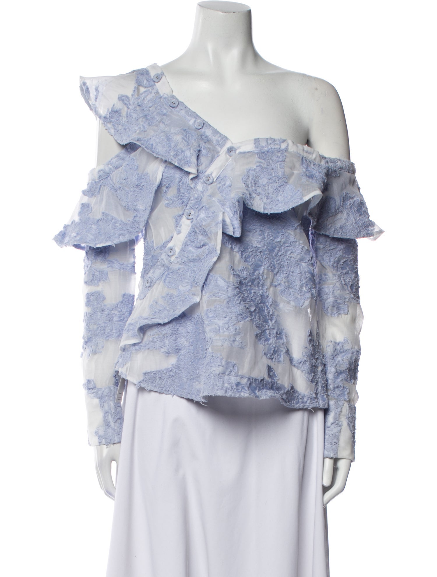 Self-Portrait Floral Print Asymmetrical Blouse