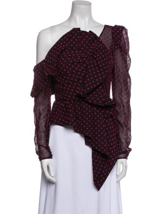 Self-Portrait Polka Dot Print Asymmetrical Blouse