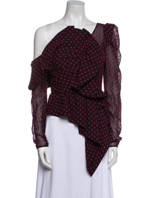 Self-Portrait Polka Dot Print Asymmetrical Blouse