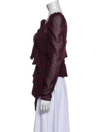 Self-Portrait Polka Dot Print Asymmetrical Blouse