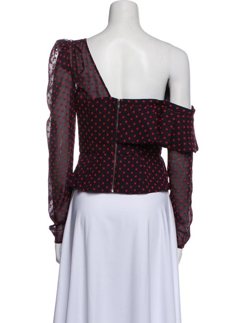 Self-Portrait Polka Dot Print Asymmetrical Blouse