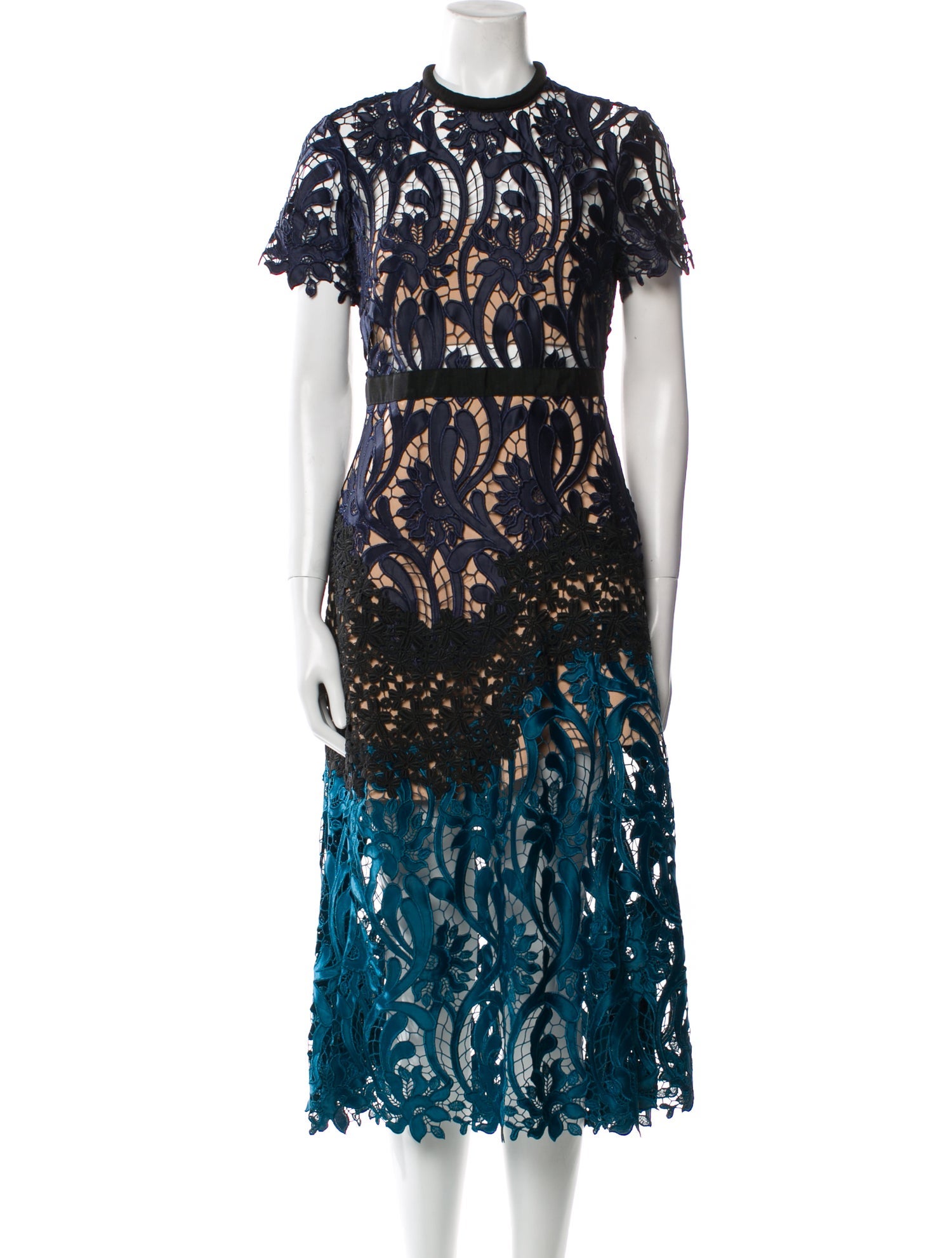 Self-Portrait Lace Pattern Midi Length Dress