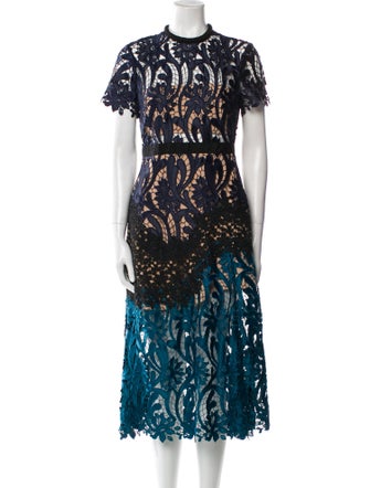 Self-Portrait Lace Pattern Midi Length Dress