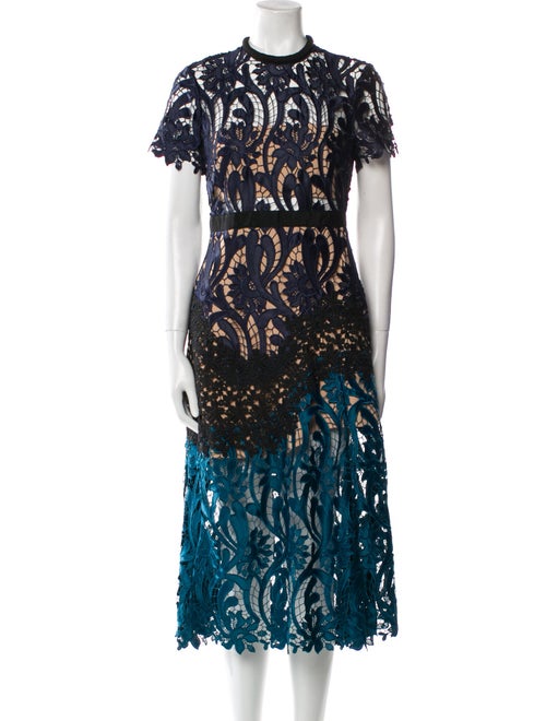 Self-Portrait Lace Pattern Midi Length Dress
