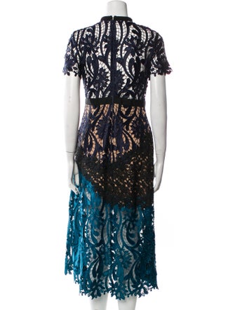 Self-Portrait Lace Pattern Midi Length Dress