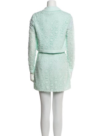 Self-Portrait Lace Pattern Crystal Embellishments Skirt Set