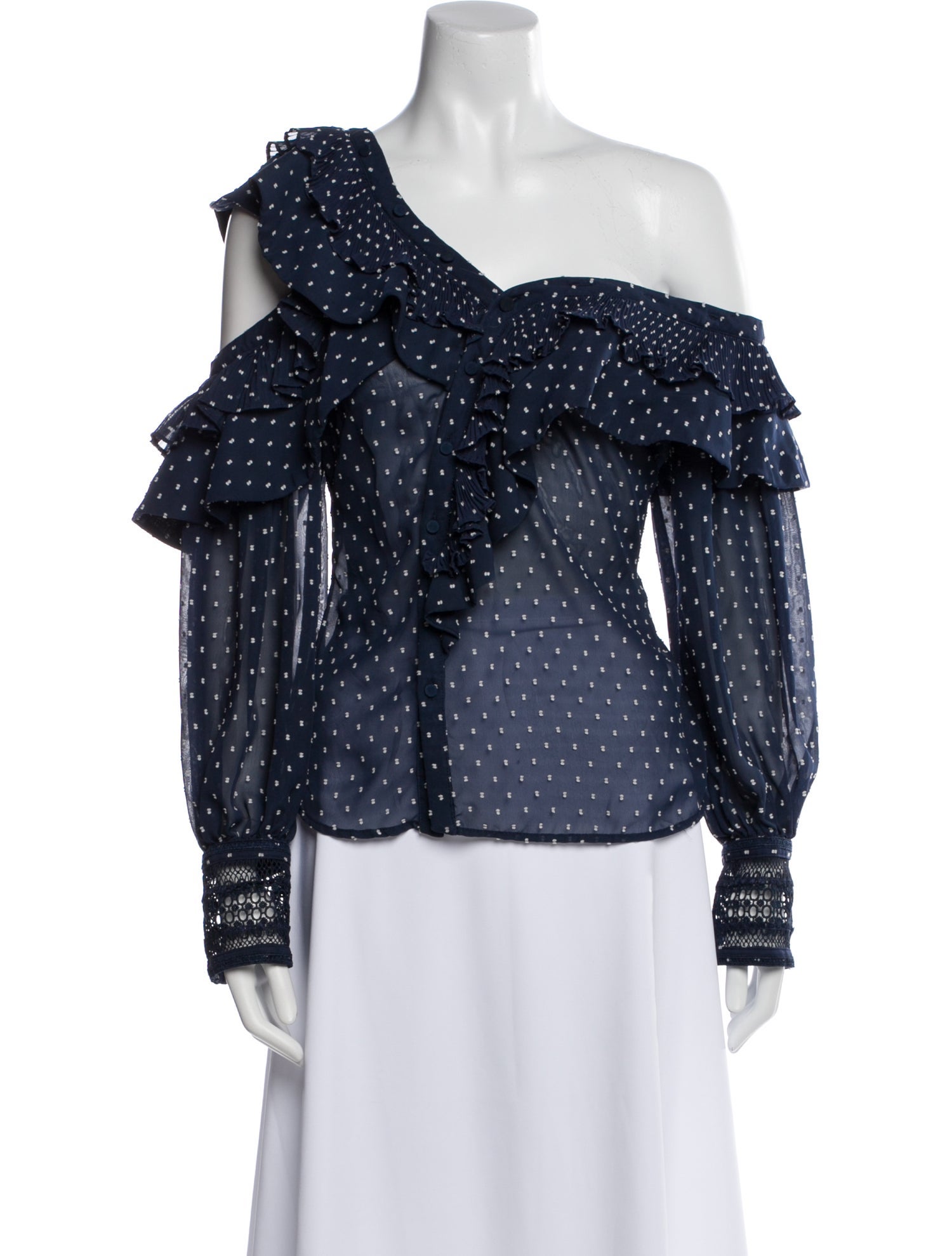 Self-Portrait Polka Dot Print Asymmetrical Blouse