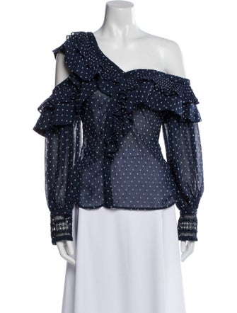 Self-Portrait Polka Dot Print Asymmetrical Blouse