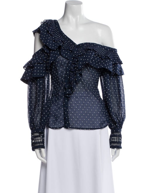 Self-Portrait Polka Dot Print Asymmetrical Blouse