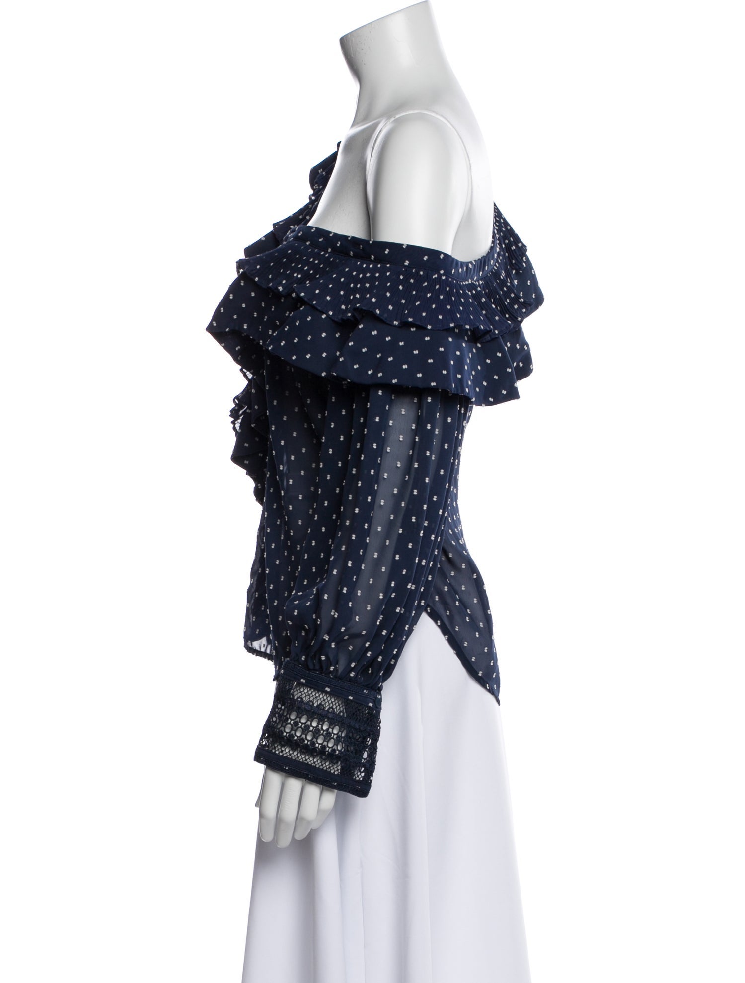 Self-Portrait Polka Dot Print Asymmetrical Blouse