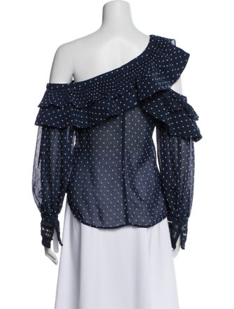 Self-Portrait Polka Dot Print Asymmetrical Blouse