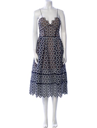 Self-Portrait Lace Pattern Midi Length Dress