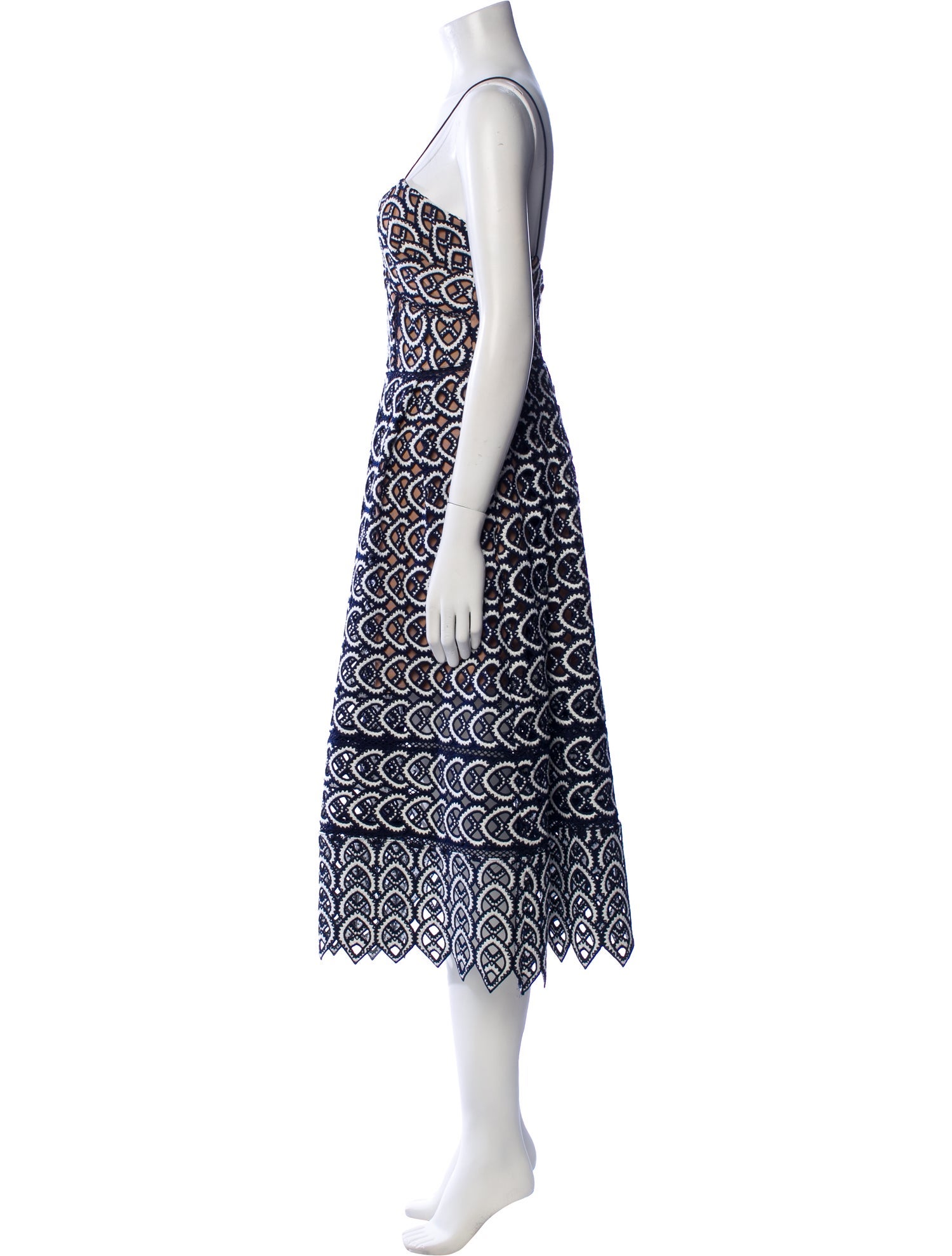 Self-Portrait Lace Pattern Midi Length Dress